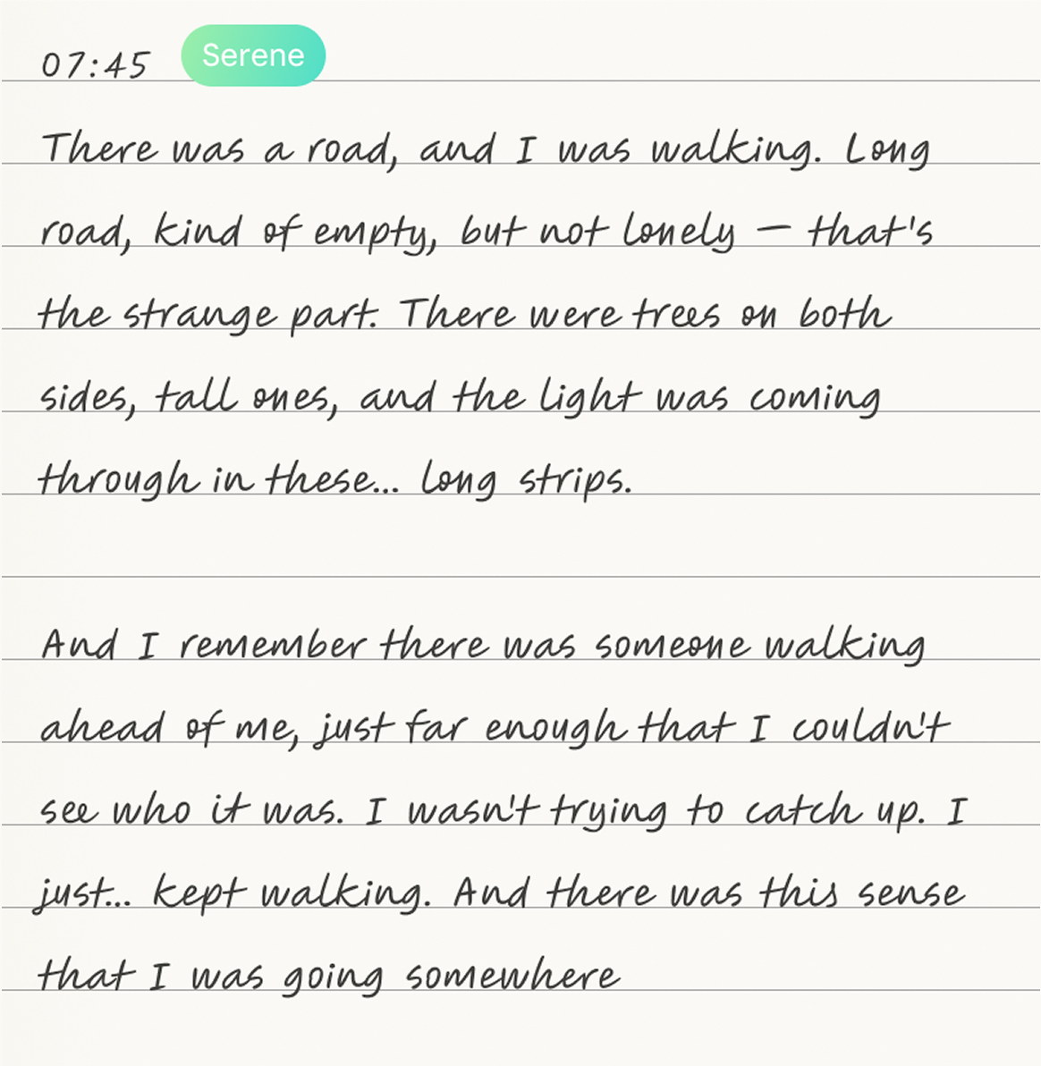 Journal app showing morning capture