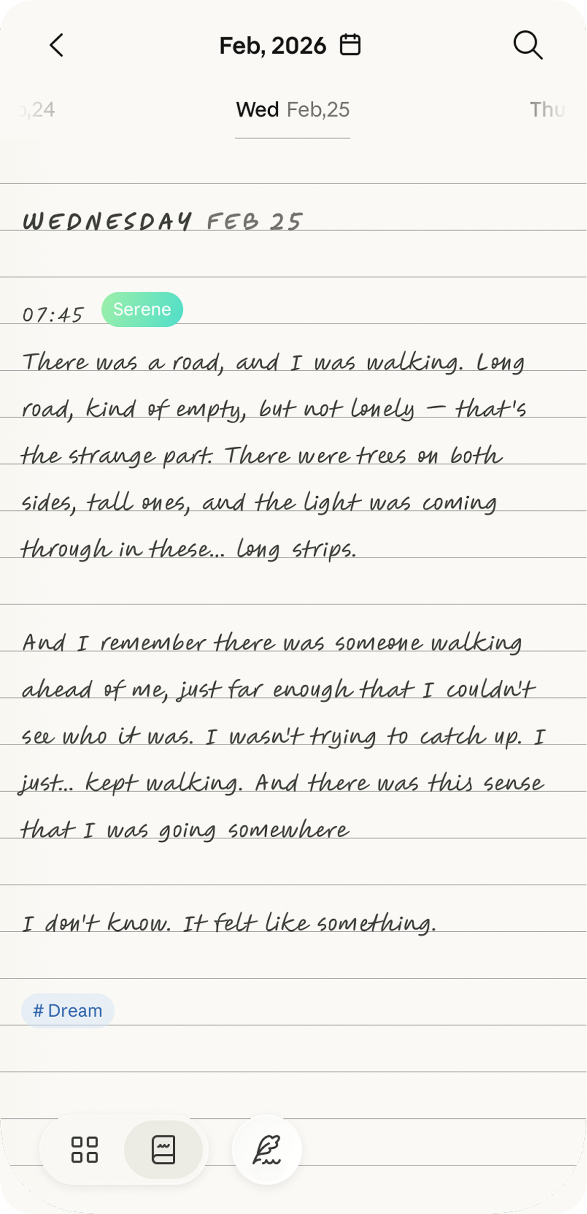 Journal app showing morning capture